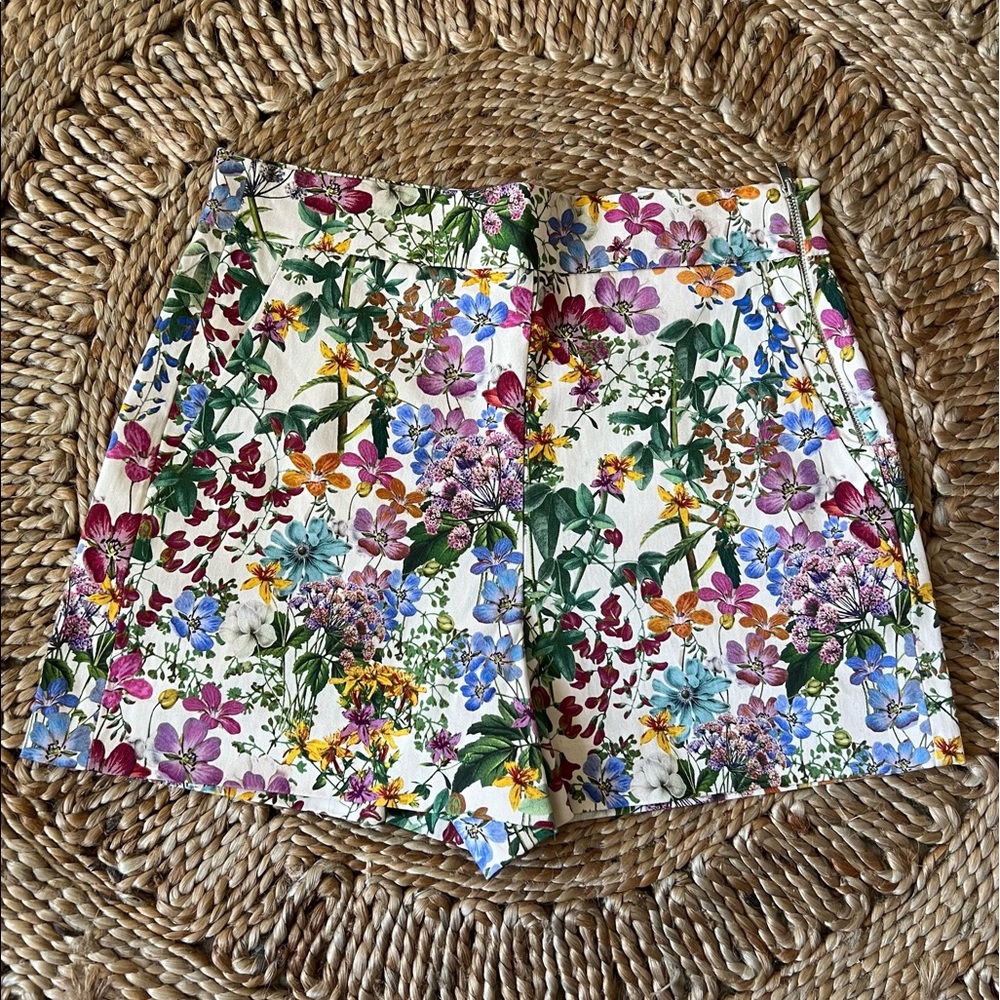 Zara Shorts Floral Flower Purple Blue Shorts Size S